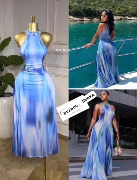 Robe longue fluide bleue