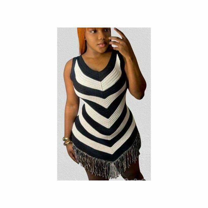 Robe tricot multicolore et à rayures