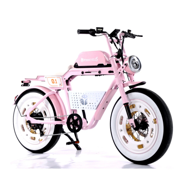 Vélo électrique rose rétro