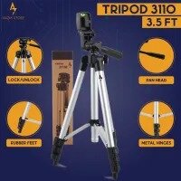 Tripod 3110 Stand For DLSR Camera and mobile With Mobile Holder - 360 Rotatable Ball Head & Good Quality Mobile Holder Tripod Stand for Mobile Dslr Camera Ring Light Studio Light