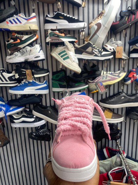 Baskets campus rose en peluche