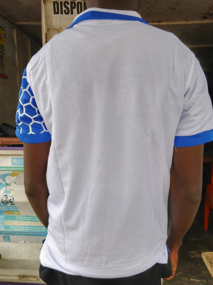 Polo sportif blanc et bleu