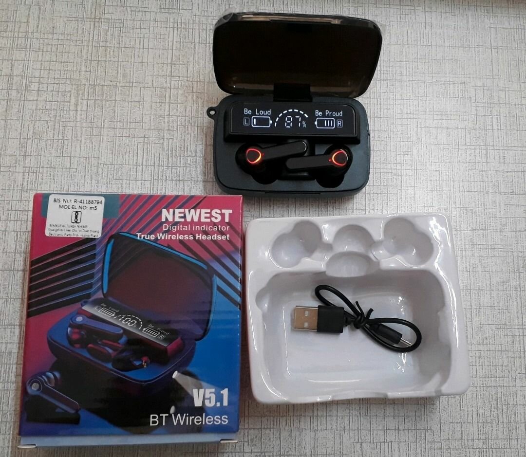 M19 AirBuds, strong battery lasts 1 week, great sound