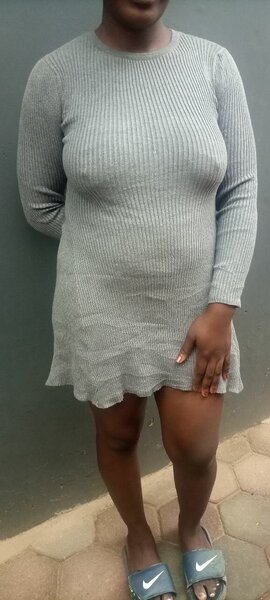 Gray long sleeve mini dress