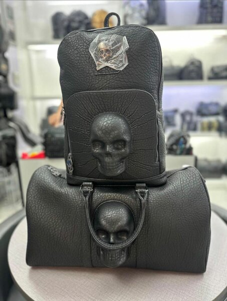 Ensemble sac à dos et sac week-end crâne