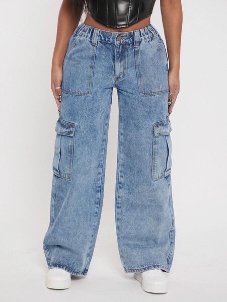 Denim cargo jeans ladies