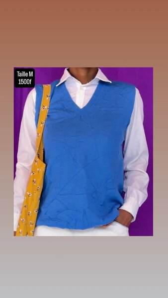 Pull sans manches bleu femme