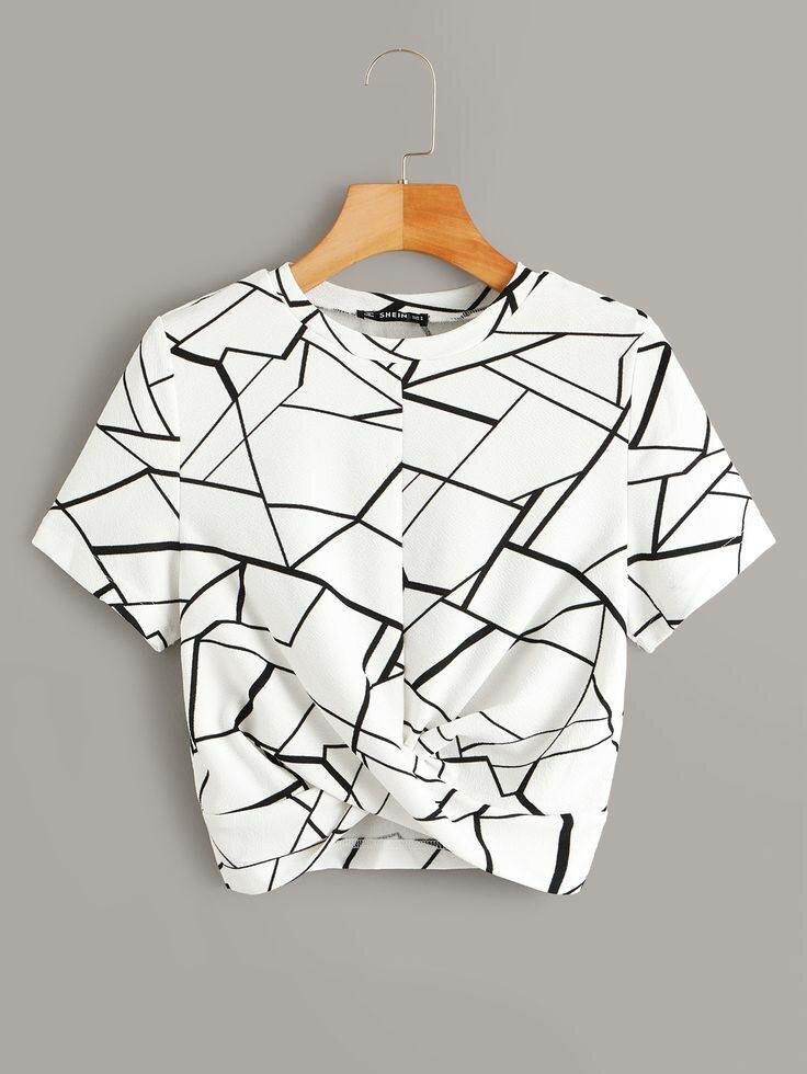 Geometric Print Knot T-Shirt