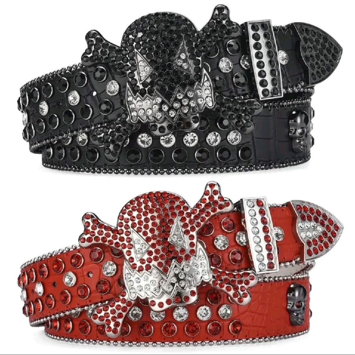 Ceinture Crâne Strass Rock