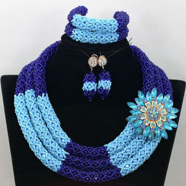 Parure de bijoux perles bleu