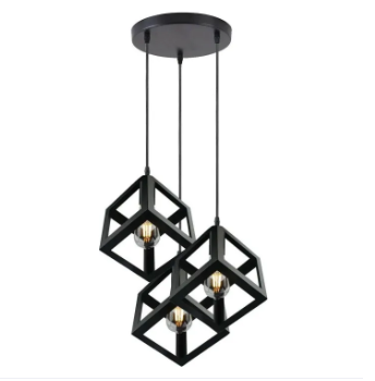 3 in 1Base Square Cube Hanging Lamp, Hanging Lights, Ceiling Lights, Pendant Light, Fancy Lamp, Ceiling Lamps for Room, Stylish Ceiling Lights for Home, office Decoration (Bulb not Included))