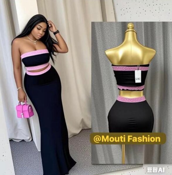 Robe bandage noire et rose