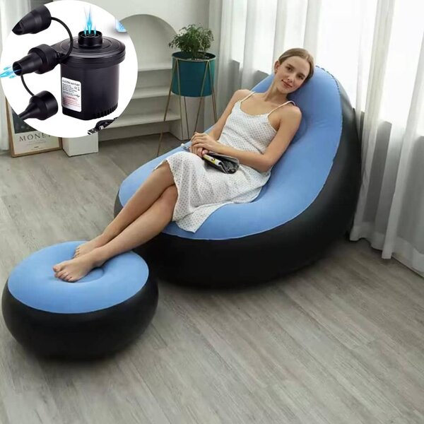 Chaise longue gonflable avec repose-pieds