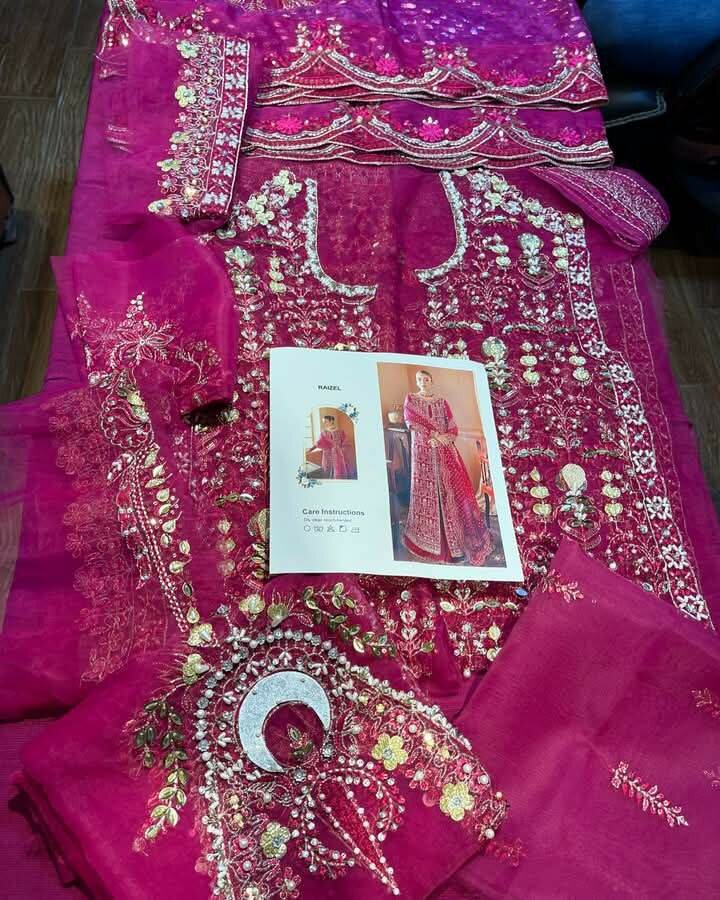 Ladies 3pc unstitched brand replica beautiful dress