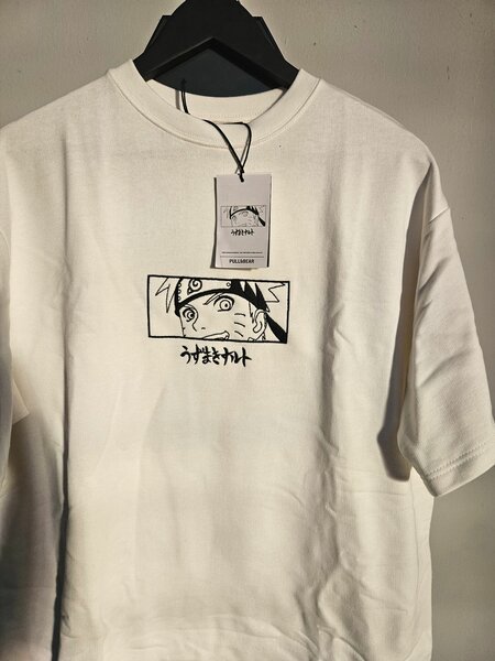 White naruto embroided Tee ( pull and bear)