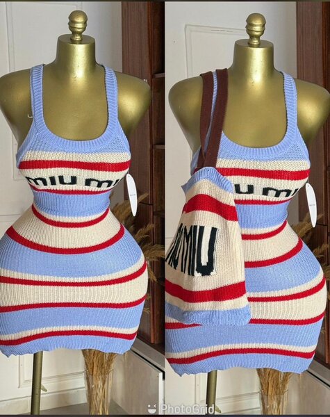 Robe rayée avec sac assorti