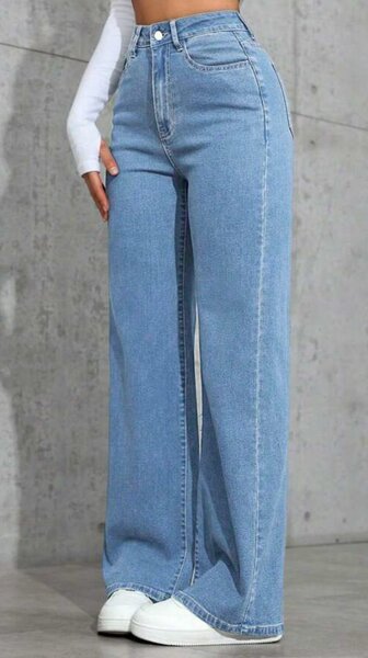 Jean femme taille haute large