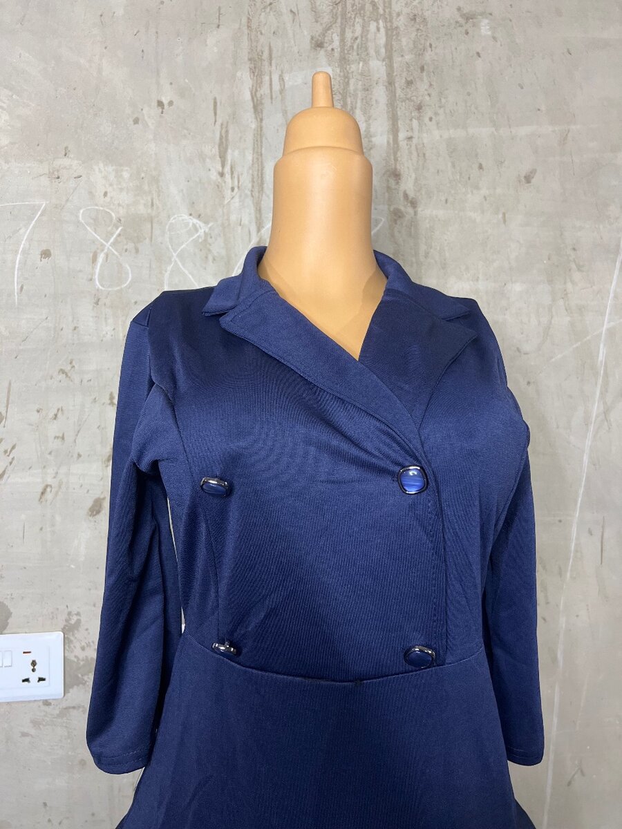 Elegant fashionable blue black dress for work and church