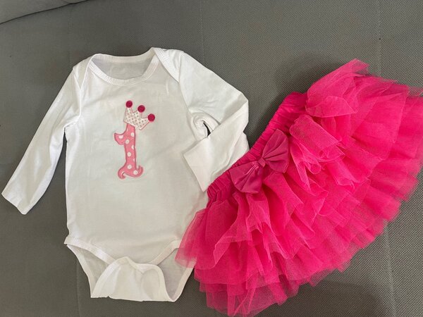 боди юбка для девочек на годик, один раз одевали на день рож