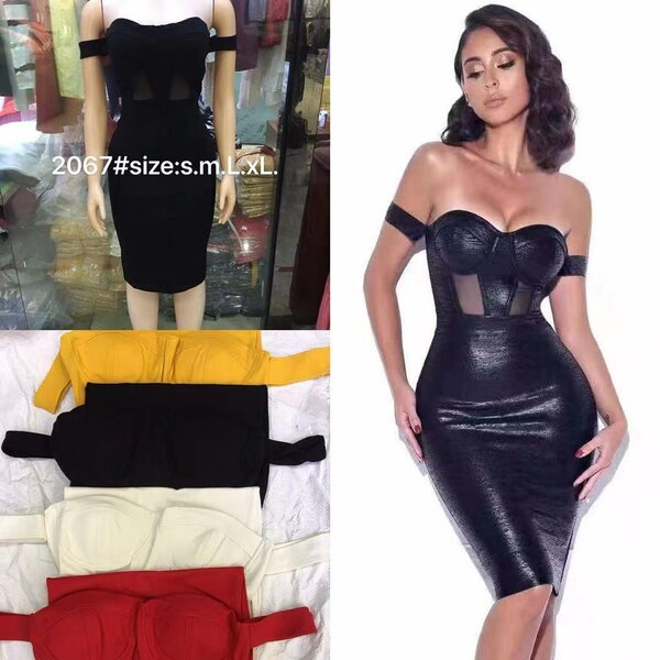 Robe Bandage Épaules Dénudées