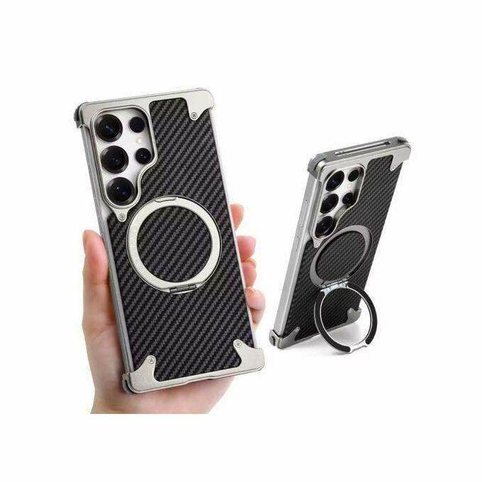 Coque en fibre de carbone avec anneau pour Samsung