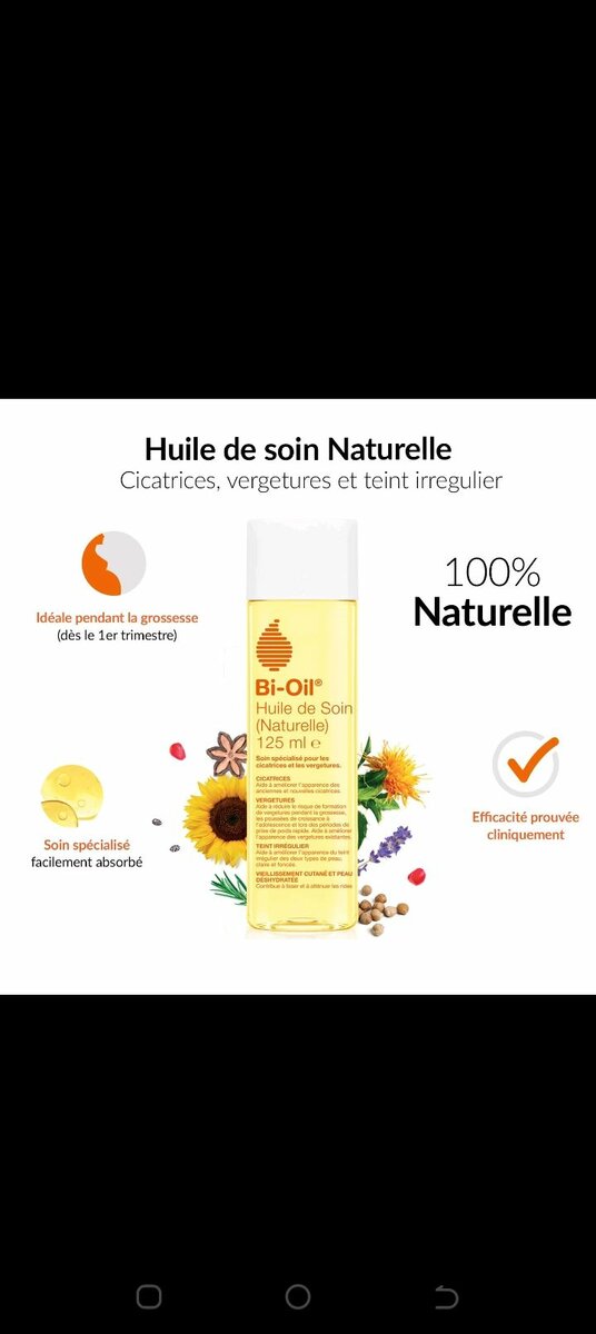 Huile pour vergetures