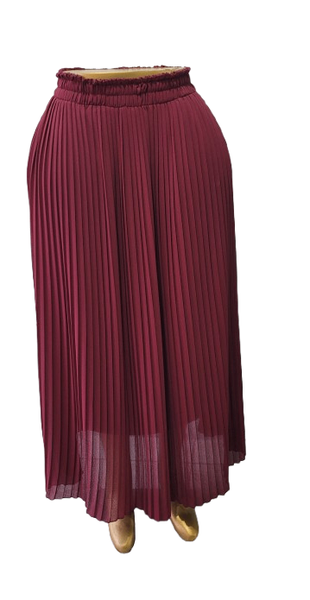 Jupe longue plissée bordeaux