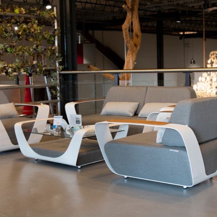 Salon moderne en tissu gris