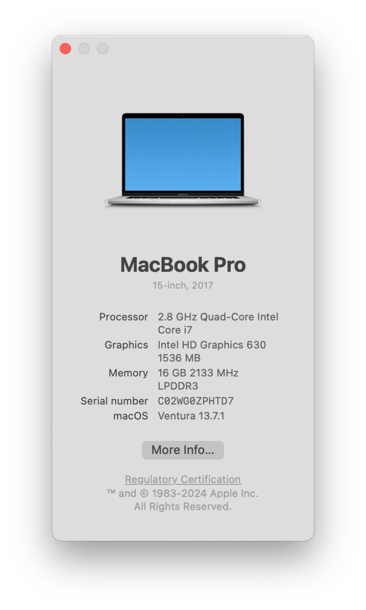 2017 Apple MacBook Pro with 15 inch display