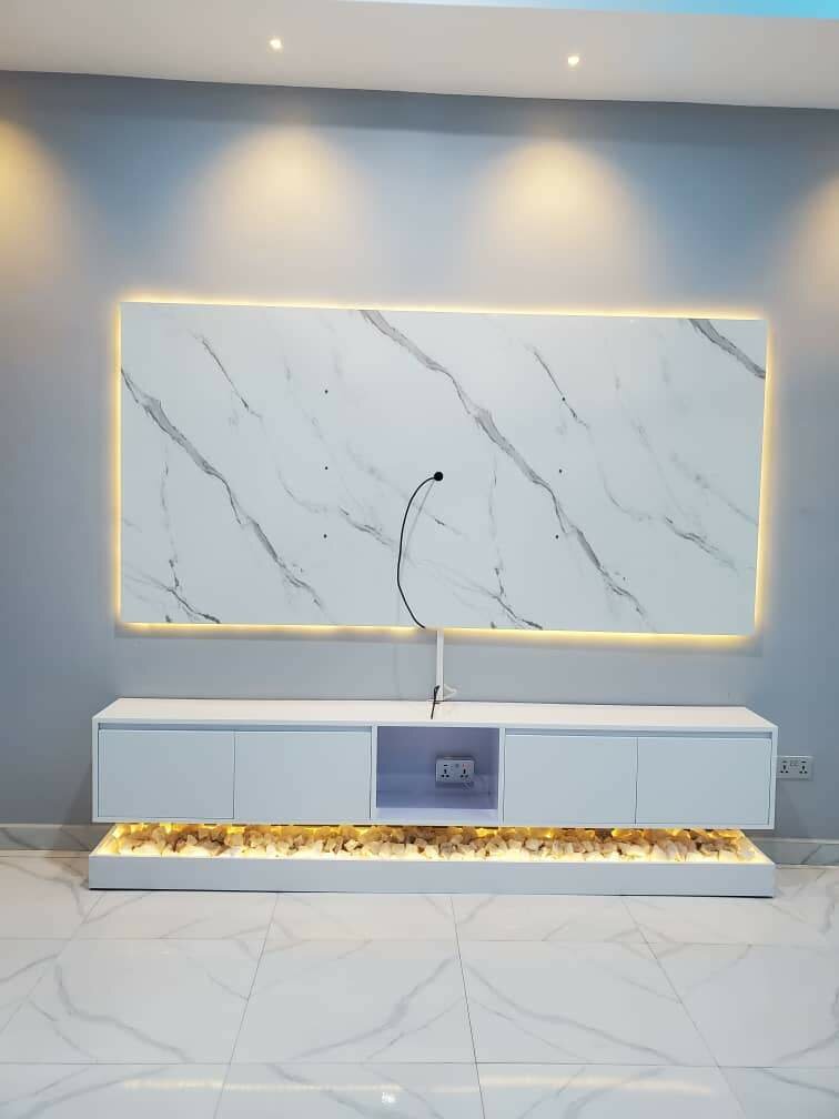 Tv unit with lights