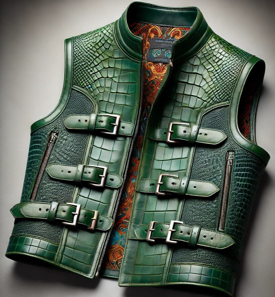Veste sans manches croco luxe