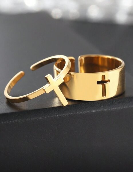 Bagues Croix en Acier Inoxydable