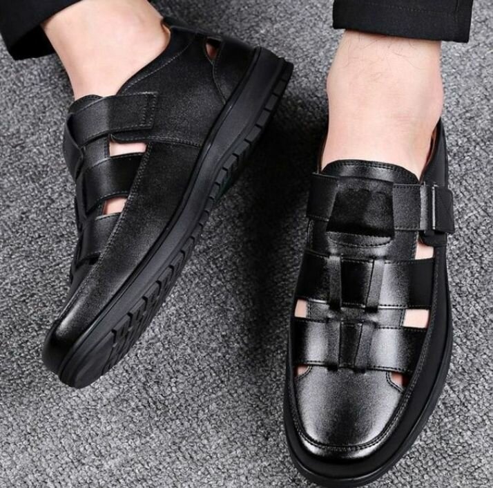 Fashion Men's Casual Open PU Leather Baotou