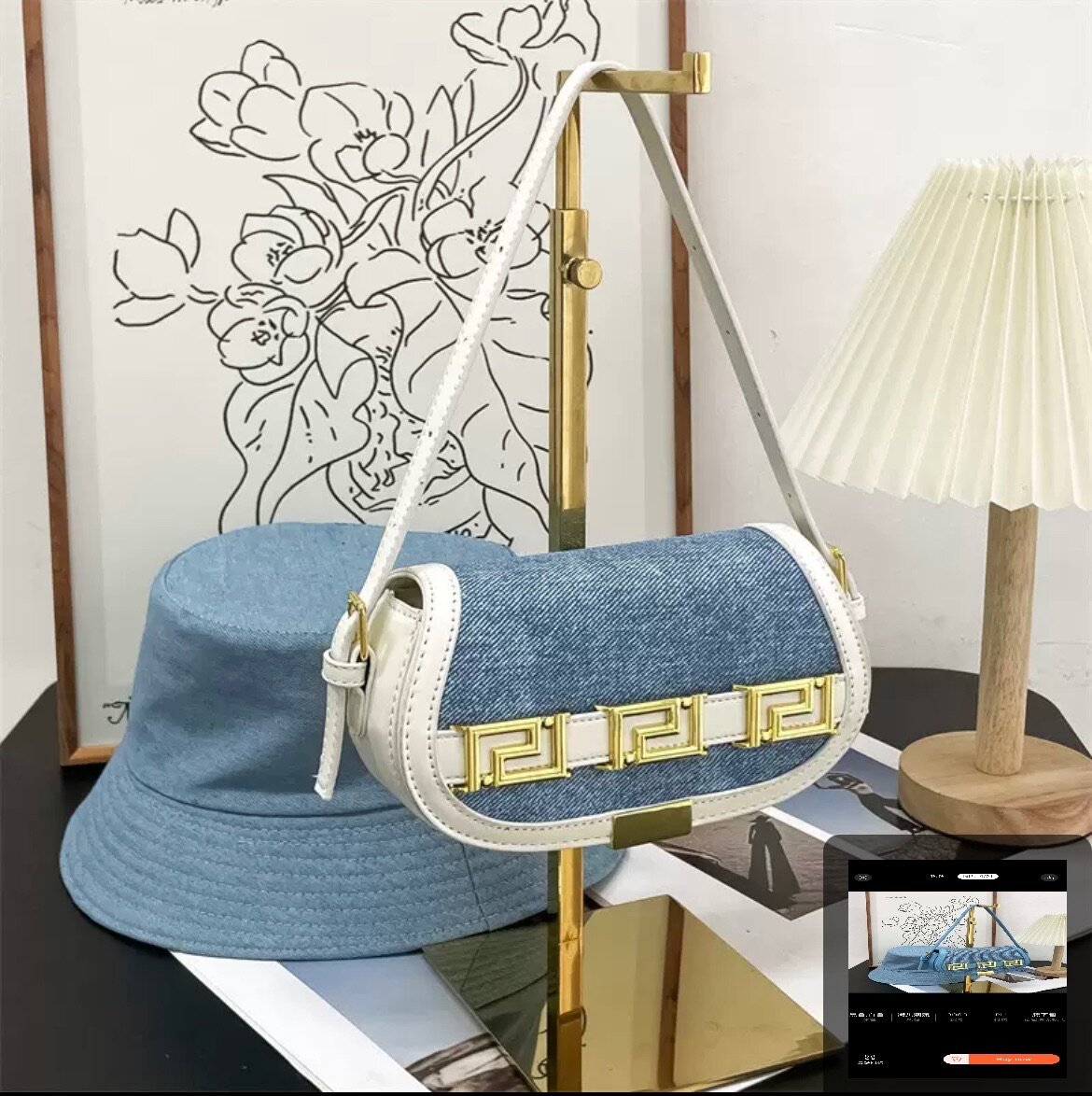 Ladies jeans bag and cap