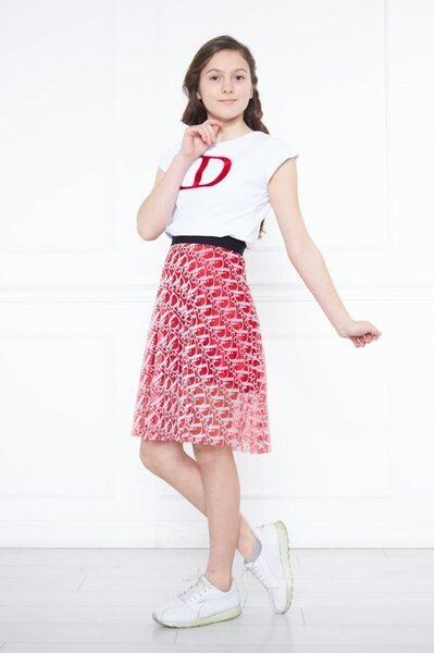 Jupe en dentelle rouge pour fille