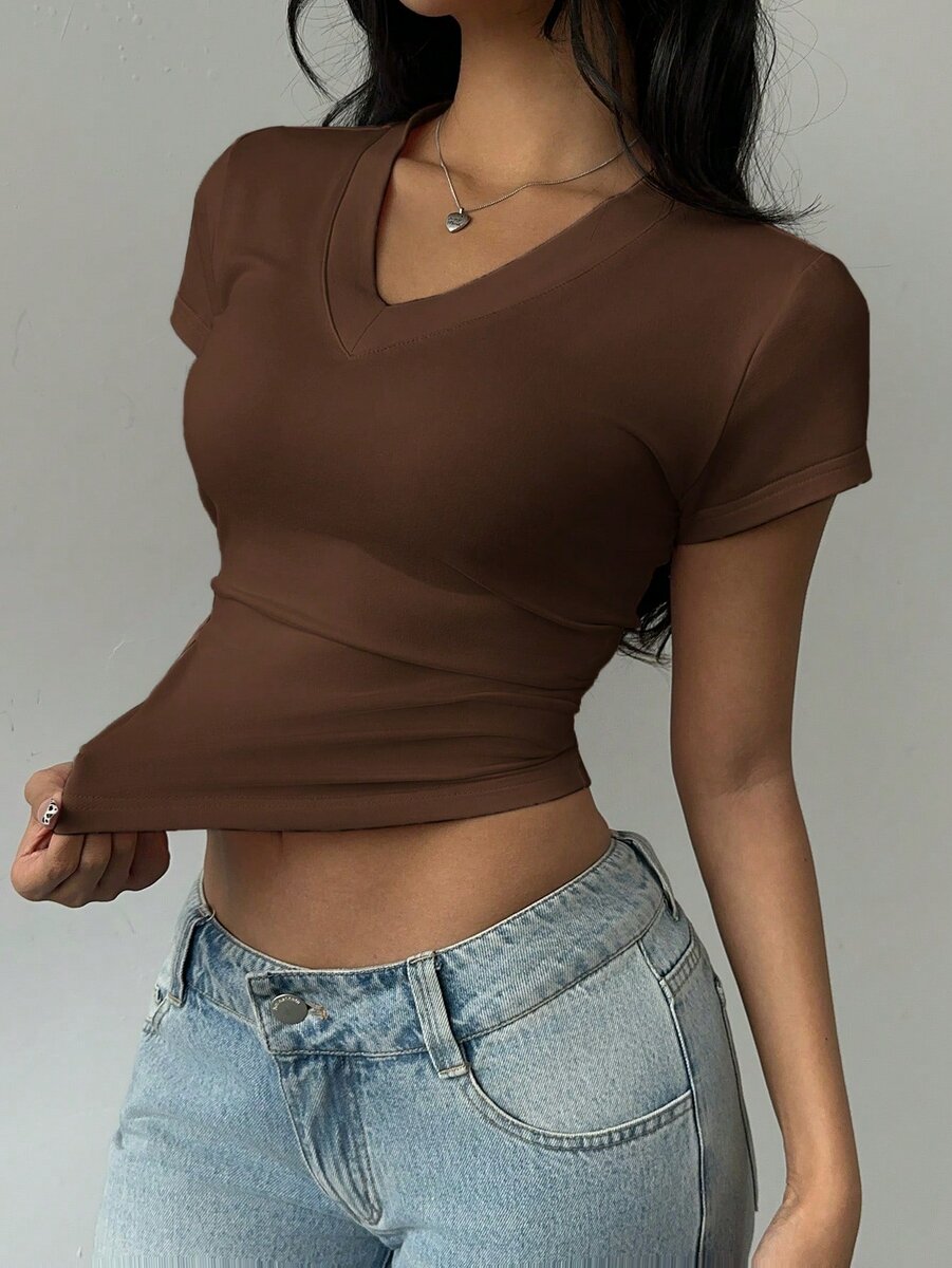 T-shirt col V femme élégant