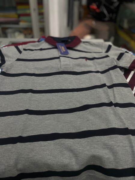 Polo Rayé Homme en Coton