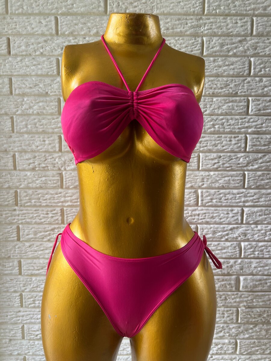 Bikini bandeau rose femme S/M