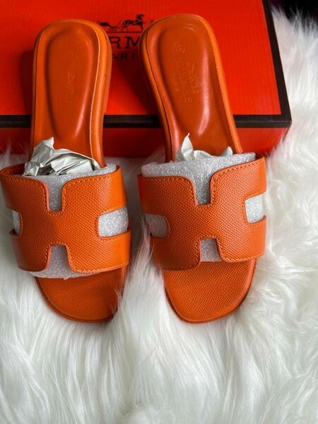 orange Hermes slippers