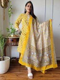 Cotton three piece shirt dupatta trouser