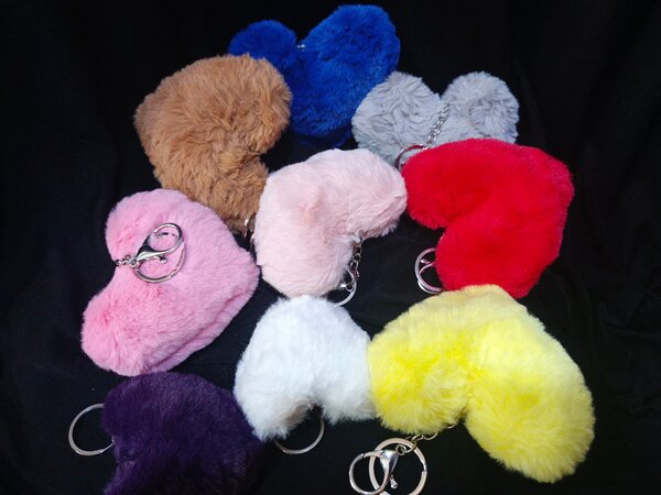 Porte-clés Cœurs Peluche Colorés