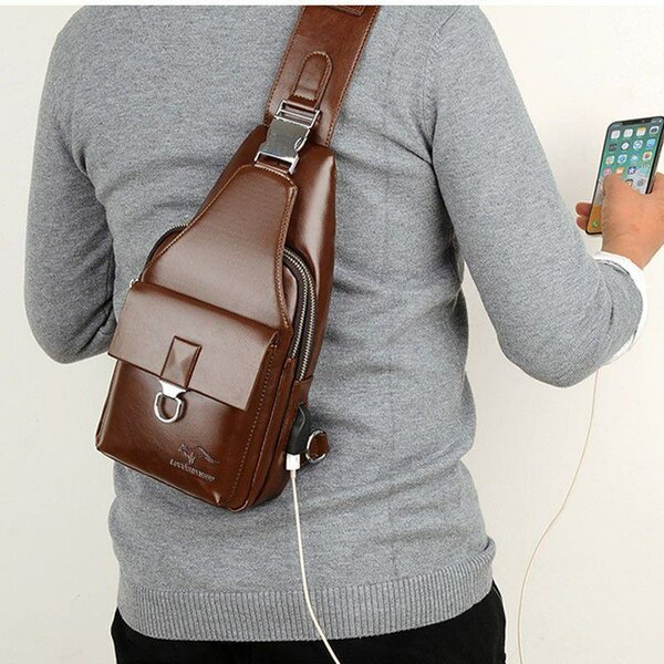 Waterproof shoulder travel USB sling side bag