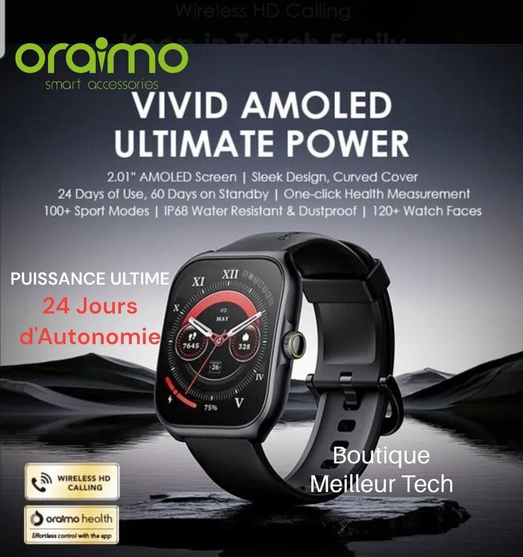 oraimo Montre Connectée Watch Nova AM - 24 Jours Autonomie