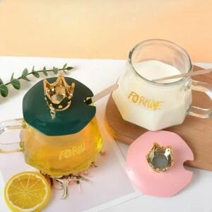 2 Tasses en verre + couvercles