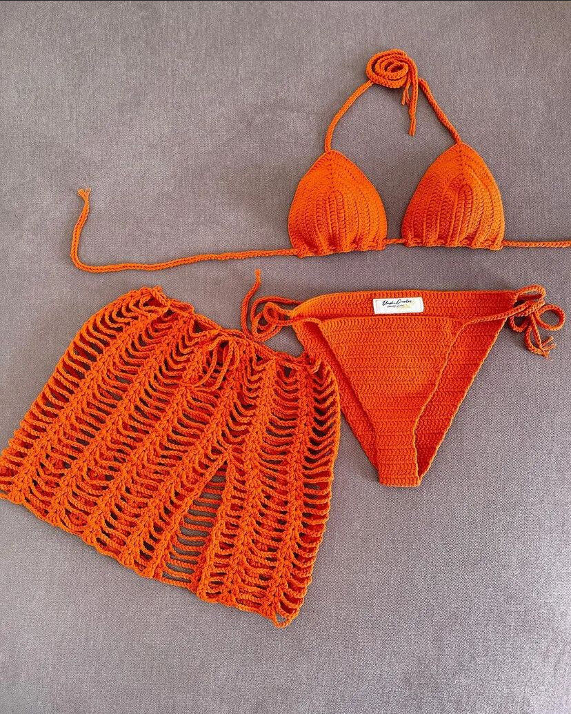 Bikini crochet orange été