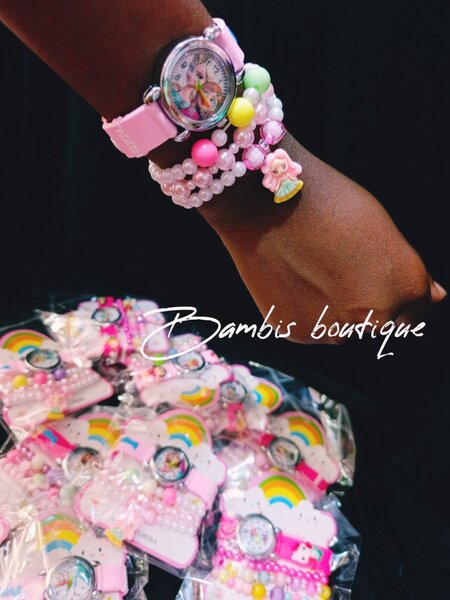 Montre Enfant Rose Perles