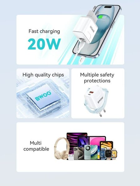 Chargeur 20W type C vers Type C