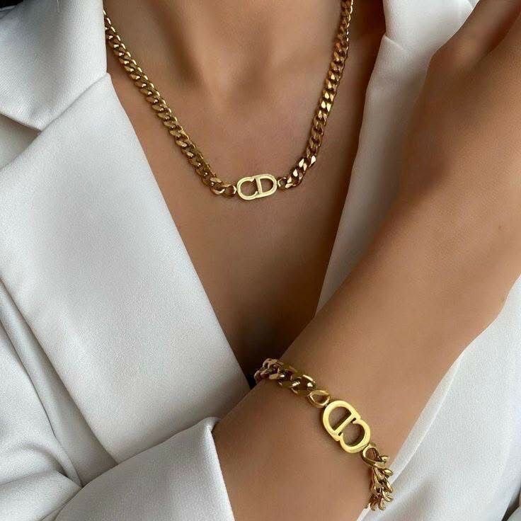 Collier et Bracelet Élégant Dorés