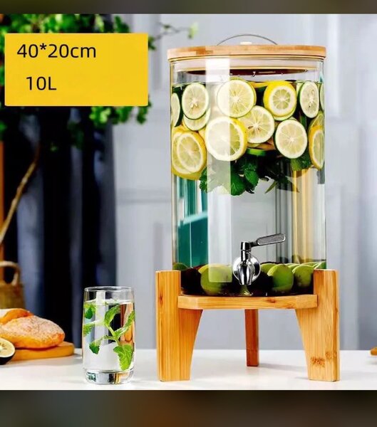 Transparent Glass Juice Dispenser 10L