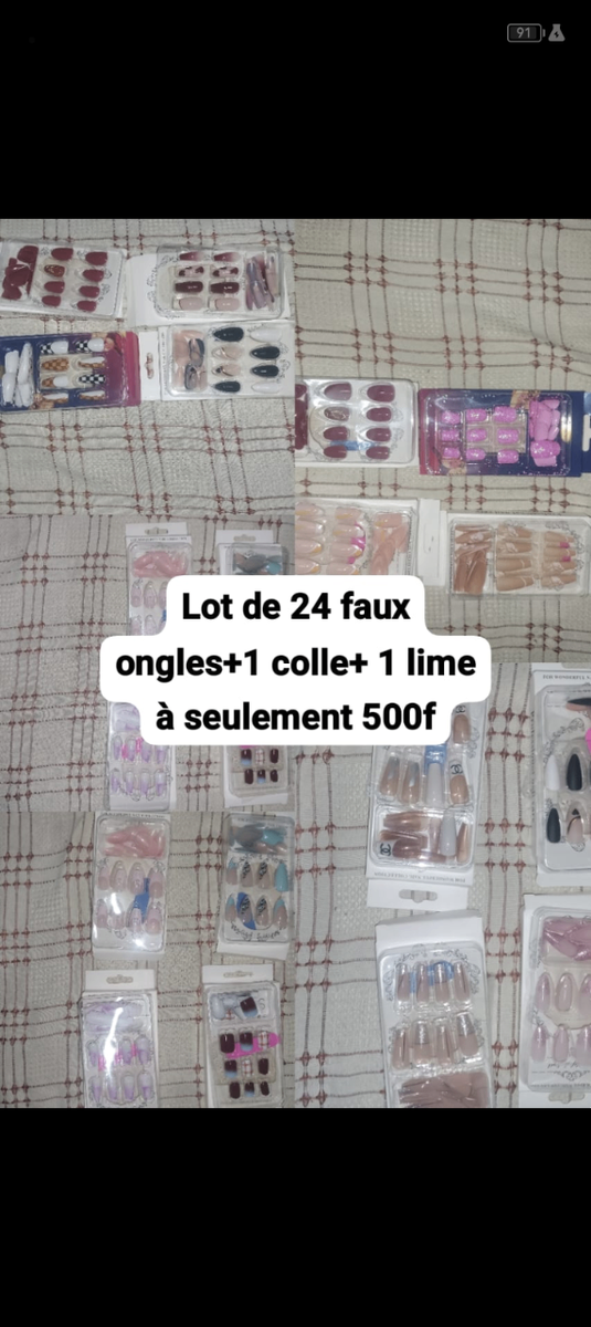 Lot 24 Faux Ongles avec Colle